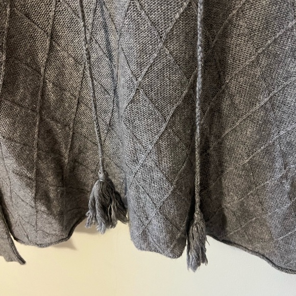 Anthropologie Moth Lace Up Diamond Weave Hooded Wool Blend Sweater Gray Small - Picture 5 of 10